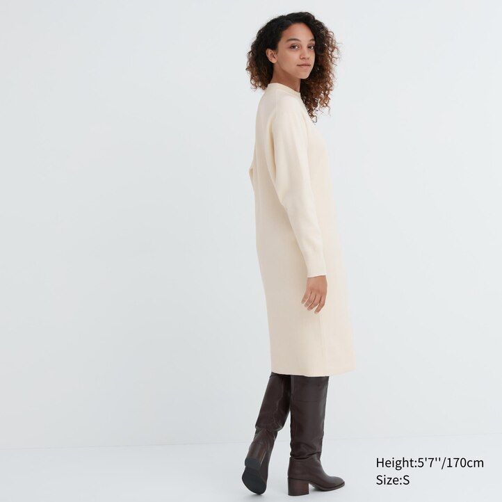 abito da donna uniqlo souffle yarn con maniche lisce verde