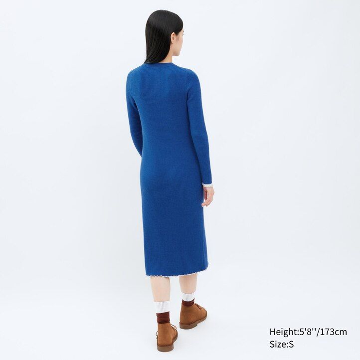 abito da donna uniqlo in maglia a coste con maniche rosso