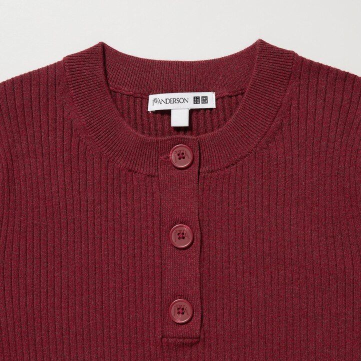 abito da donna uniqlo in maglia a coste con maniche rosso