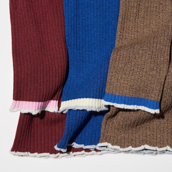 abito da donna uniqlo in maglia a coste con maniche rosso