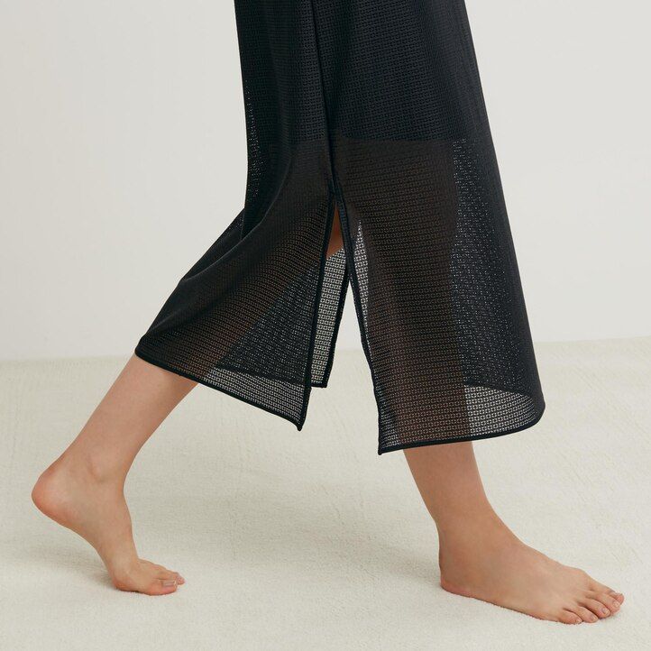 abito lungo da donna uniqlo in rete marrone senza maniche