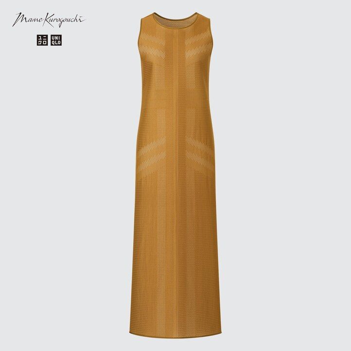 abito lungo da donna uniqlo in rete marrone senza maniche