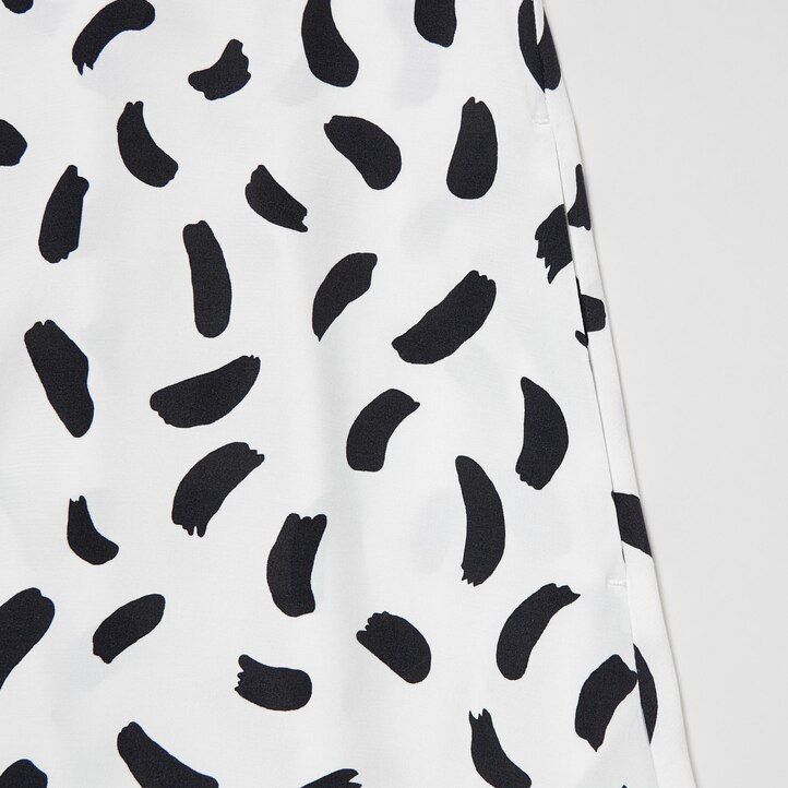abito da donna uniqlo stampato con maniche a palloncino bianco