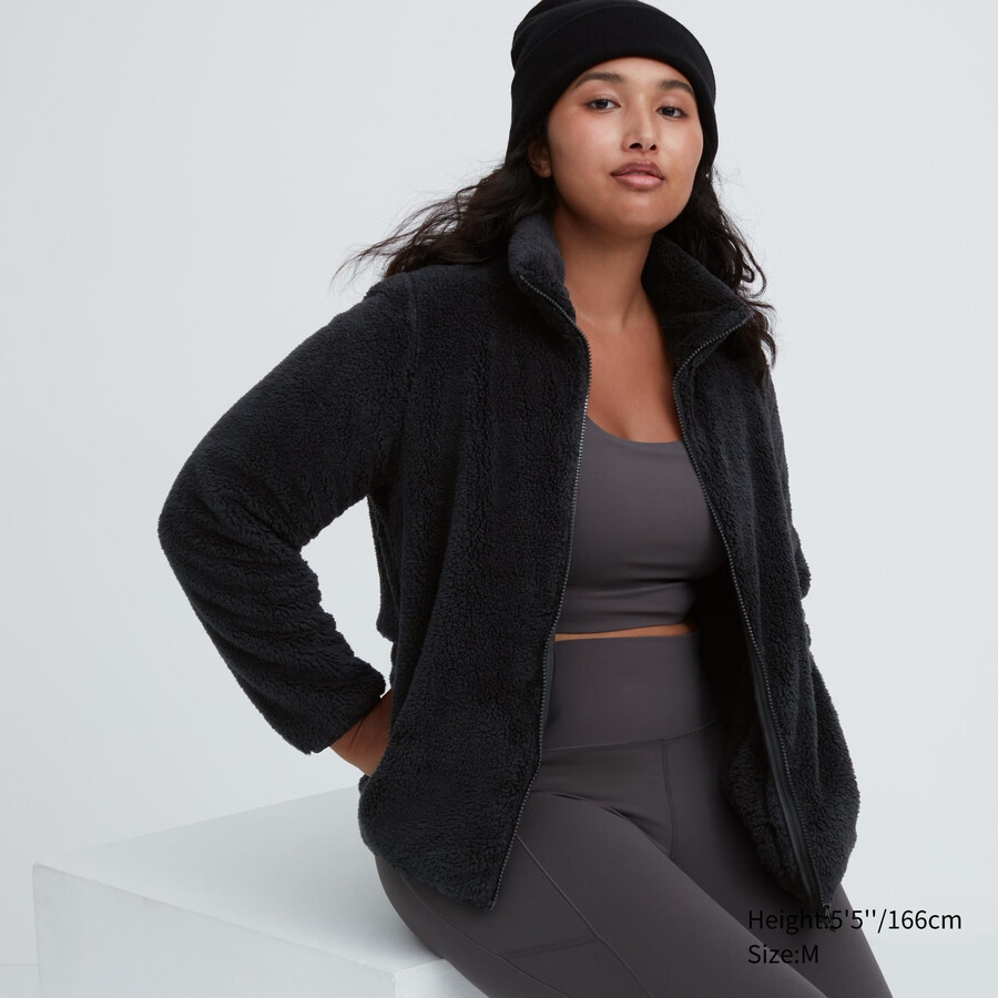 giacche da donna con cerniera in pile soffice uniqlo nere