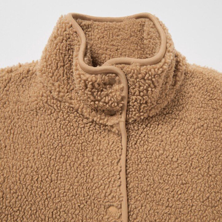 giacche da donna in pile con fodera in pile uniqlo e collo alto beige