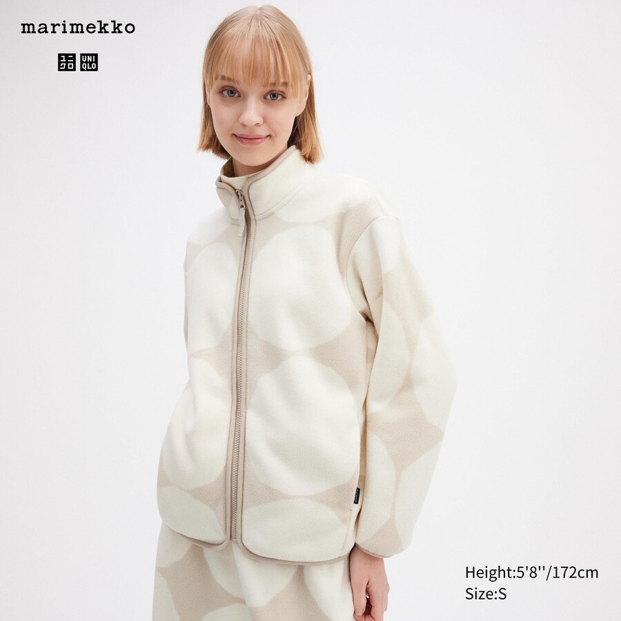 giacche in pile stampato uniqlo da donna grigio chiaro