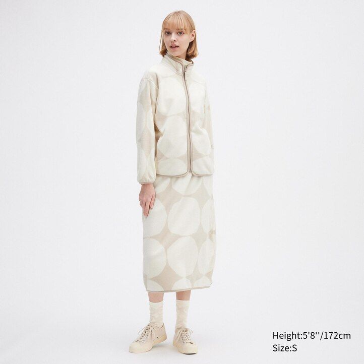 giacche in pile stampato uniqlo da donna grigio chiaro