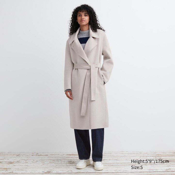 giacche avvolgenti in misto lana uniqlo da donna beige