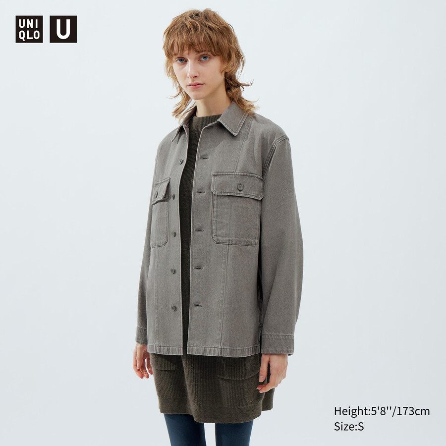 giacche da donna in denim uniqlo grigio