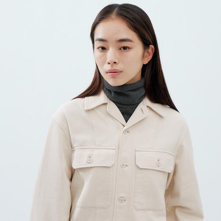 giacche da donna in denim uniqlo grigio