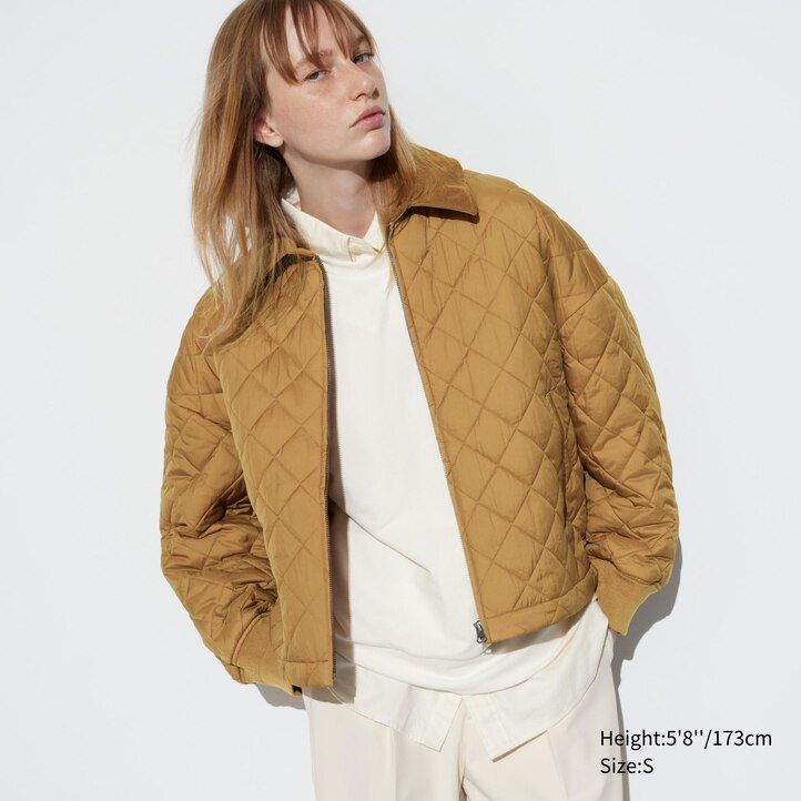giubbotto imbottito caldo uniqlo marrone da donna