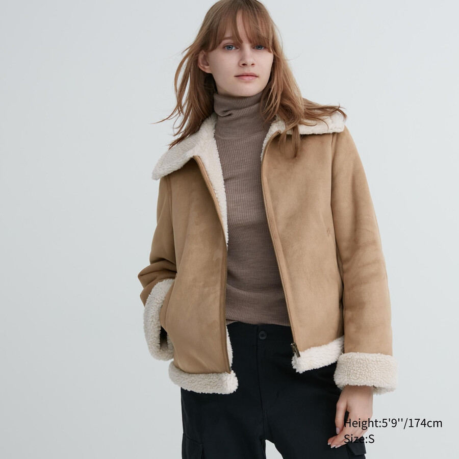 giacche da donna beige uniqlo foderate in pile
