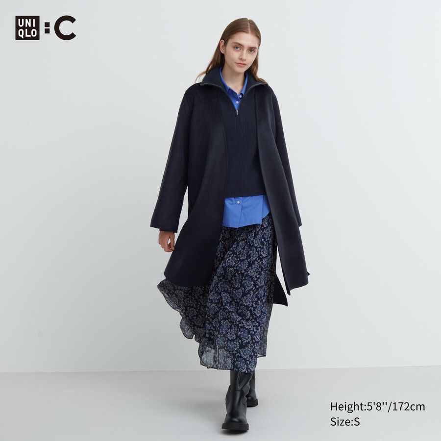 giacche avvolgenti in misto lana uniqlo da donna blu navy
