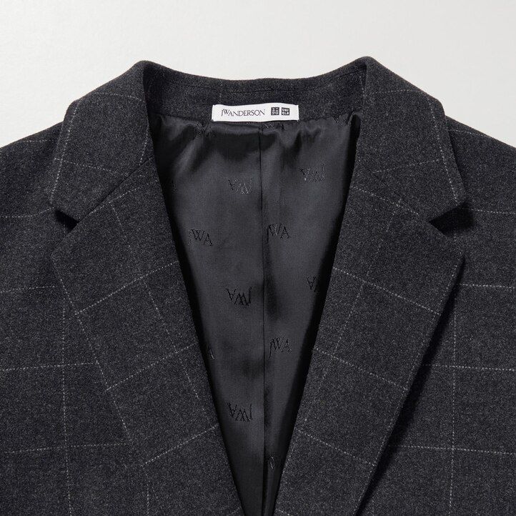 giacche monopetto a quadri uniqlo da donna grigio scuro