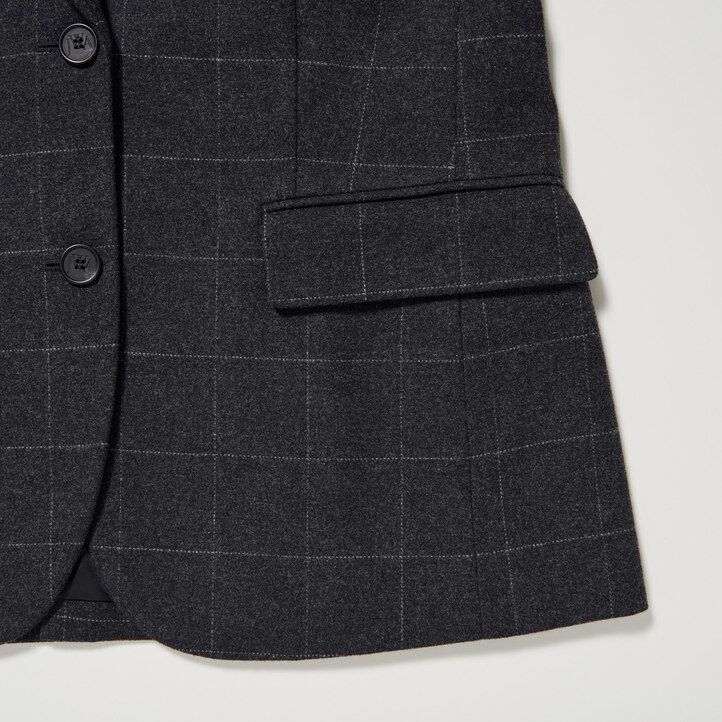 giacche monopetto a quadri uniqlo da donna grigio scuro