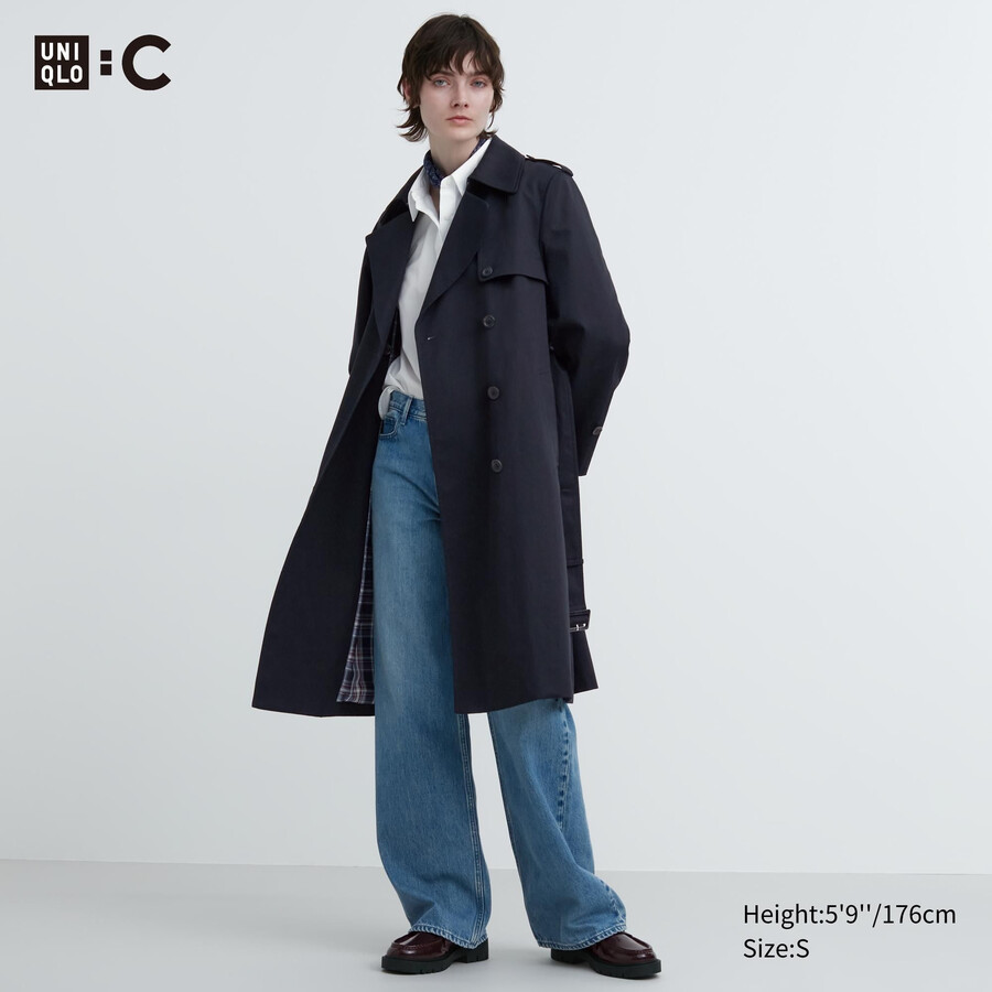 giacche uniqlo trench da donna blu navy