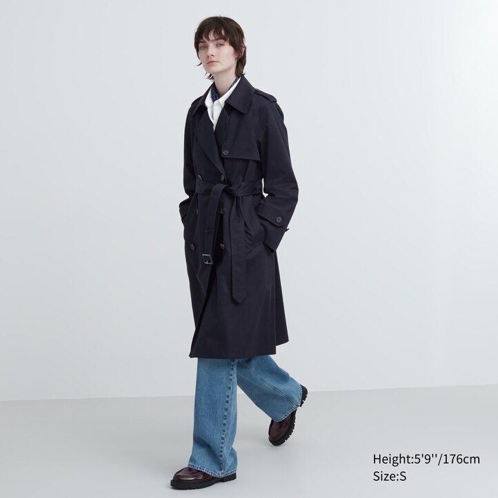 giacche uniqlo trench da donna blu navy