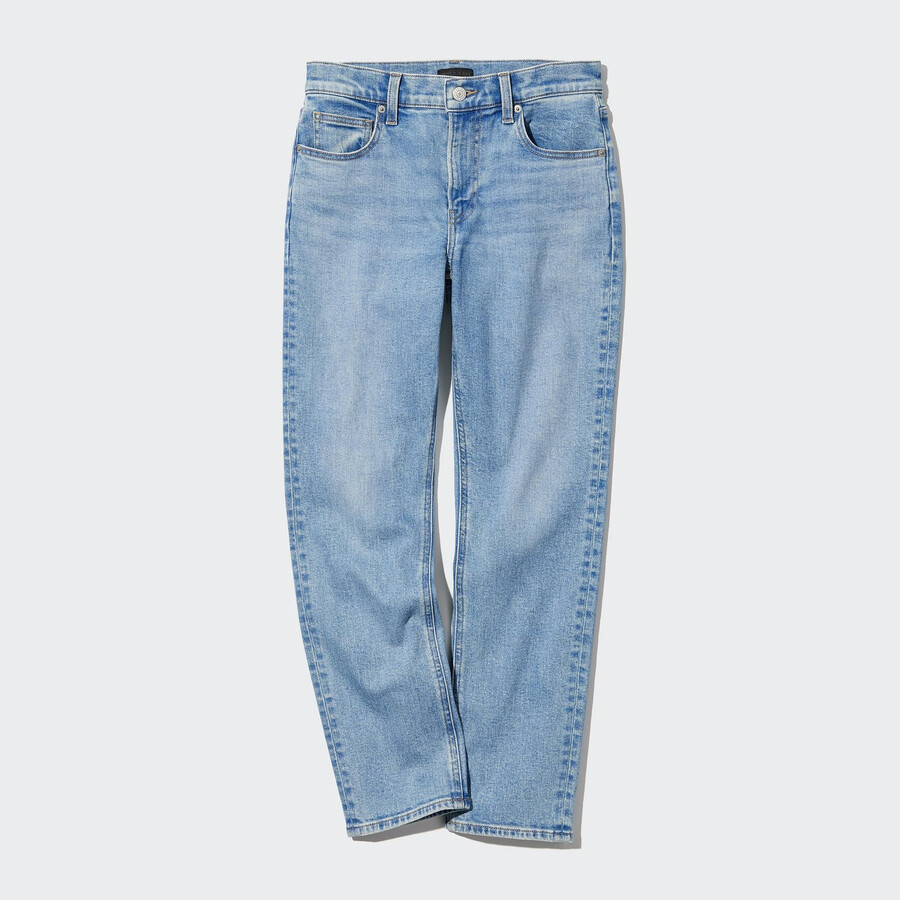 jeans uniqlo slim fit da donna a gamba dritta alla caviglia blu