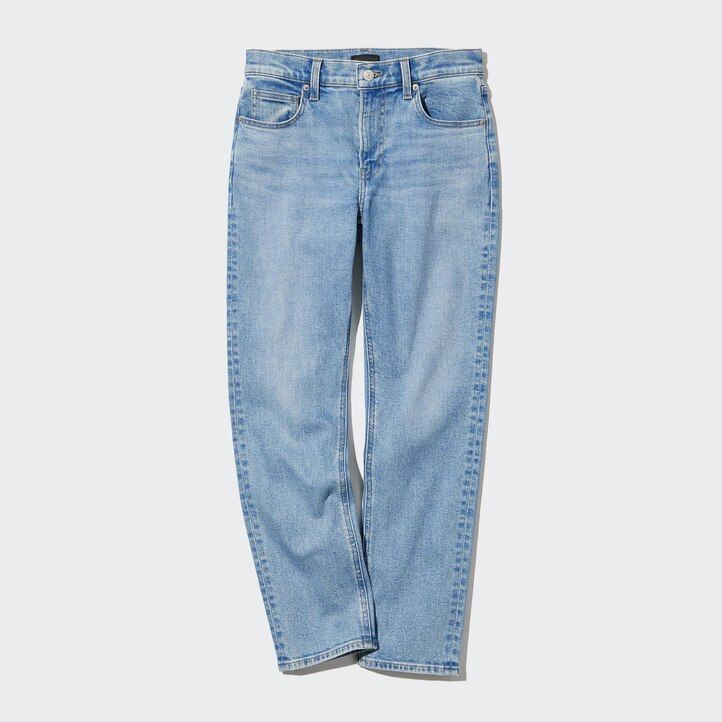 jeans uniqlo slim fit da donna a gamba dritta alla caviglia blu