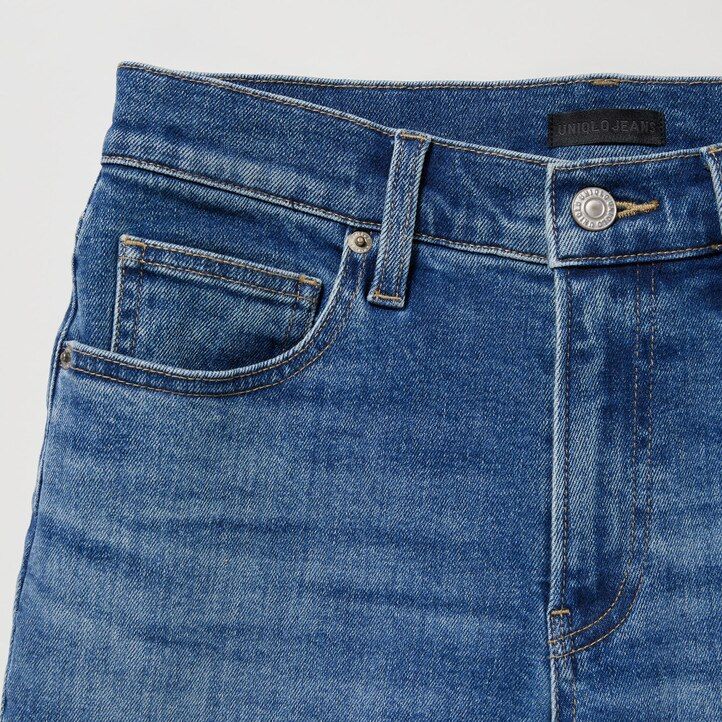jeans uniqlo slim fit da donna a gamba dritta alla caviglia blu