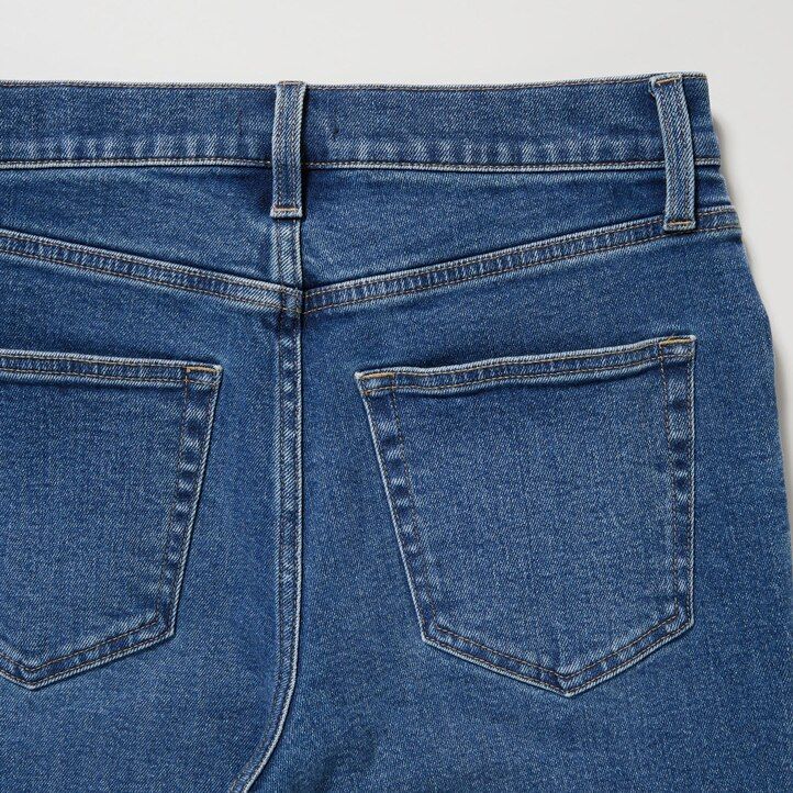 jeans uniqlo slim fit da donna a gamba dritta alla caviglia blu