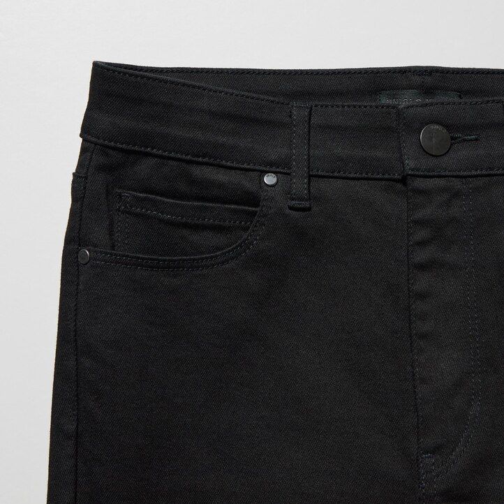jeans da donna uniqlo ultra stretch a vita alta e vestibilità attillata blu