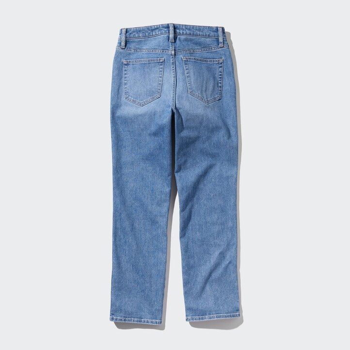 jeans uniqlo slim fit da donna a gamba dritta alla caviglia blu navy