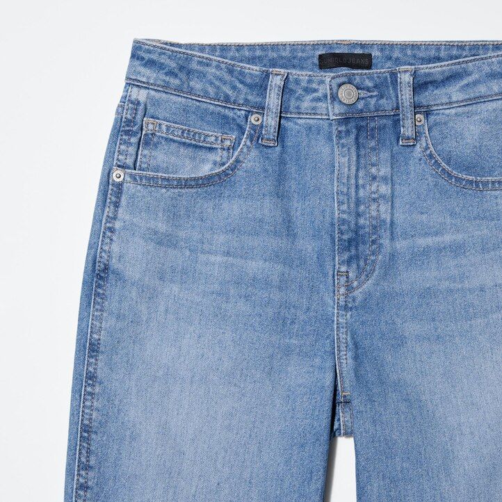 jeans uniqlo slim fit da donna a gamba dritta alla caviglia blu navy