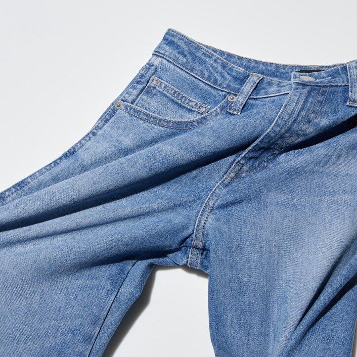 jeans uniqlo slim fit da donna a gamba dritta alla caviglia blu navy