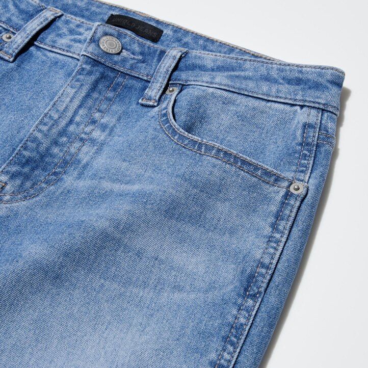 jeans uniqlo slim fit da donna a gamba dritta alla caviglia blu navy