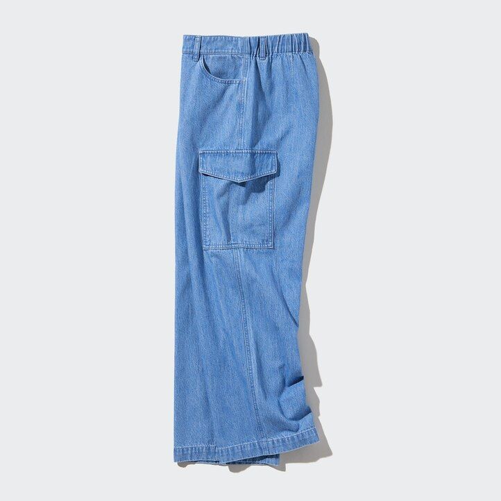 jeans da donna uniqlo denim wide straight legrgo blu