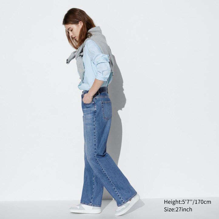 jeans larghi e dritti uniqlo da donna grigi