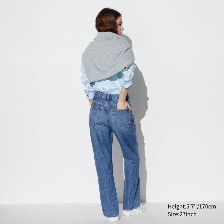 jeans larghi e dritti uniqlo da donna grigi