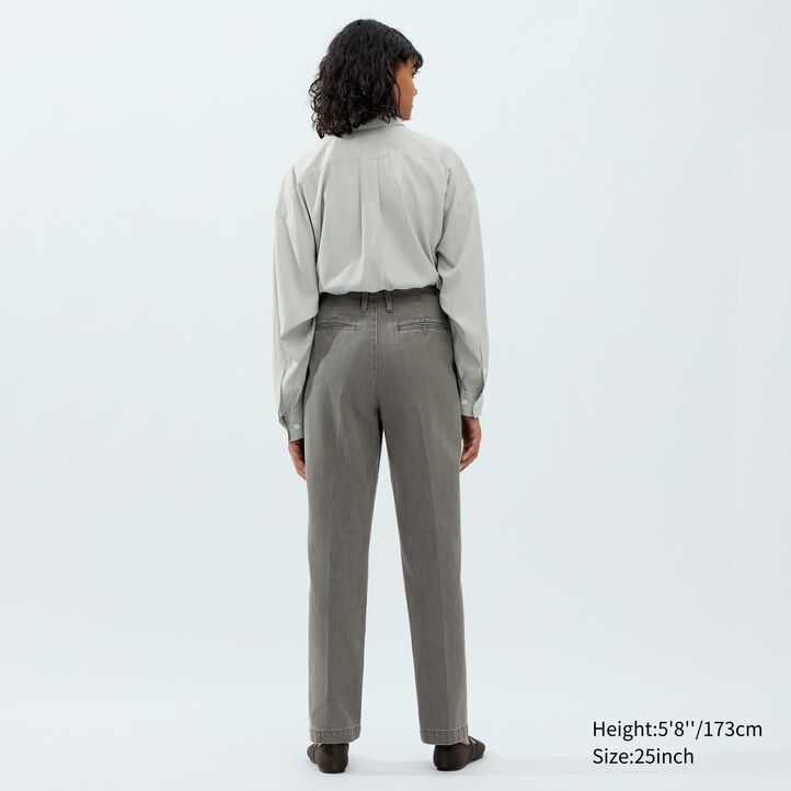 jeans a gamba dritta uniqlo da donna grigio scuro