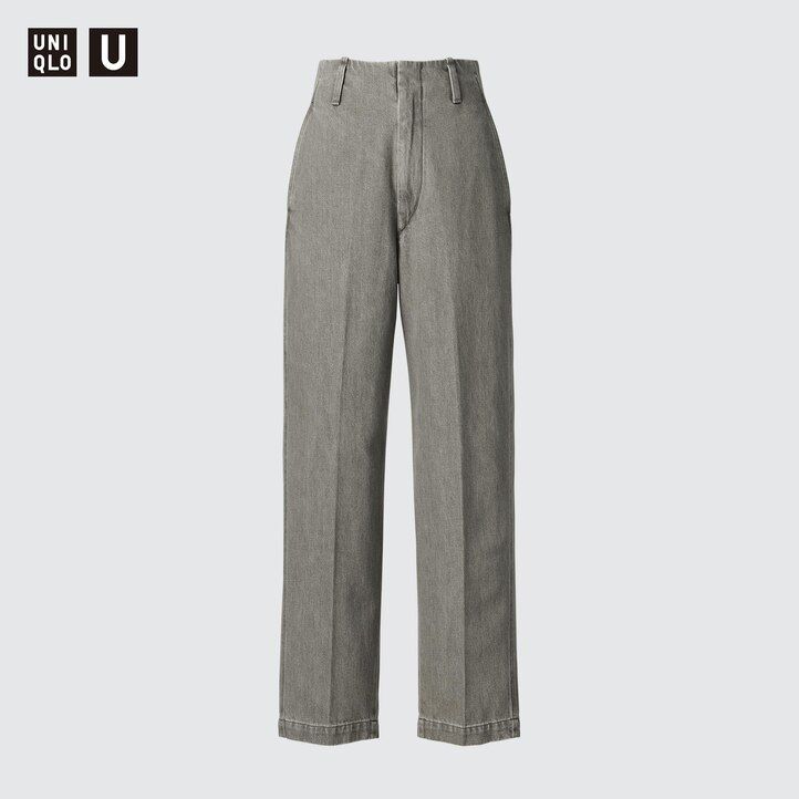 jeans a gamba dritta uniqlo da donna grigio scuro