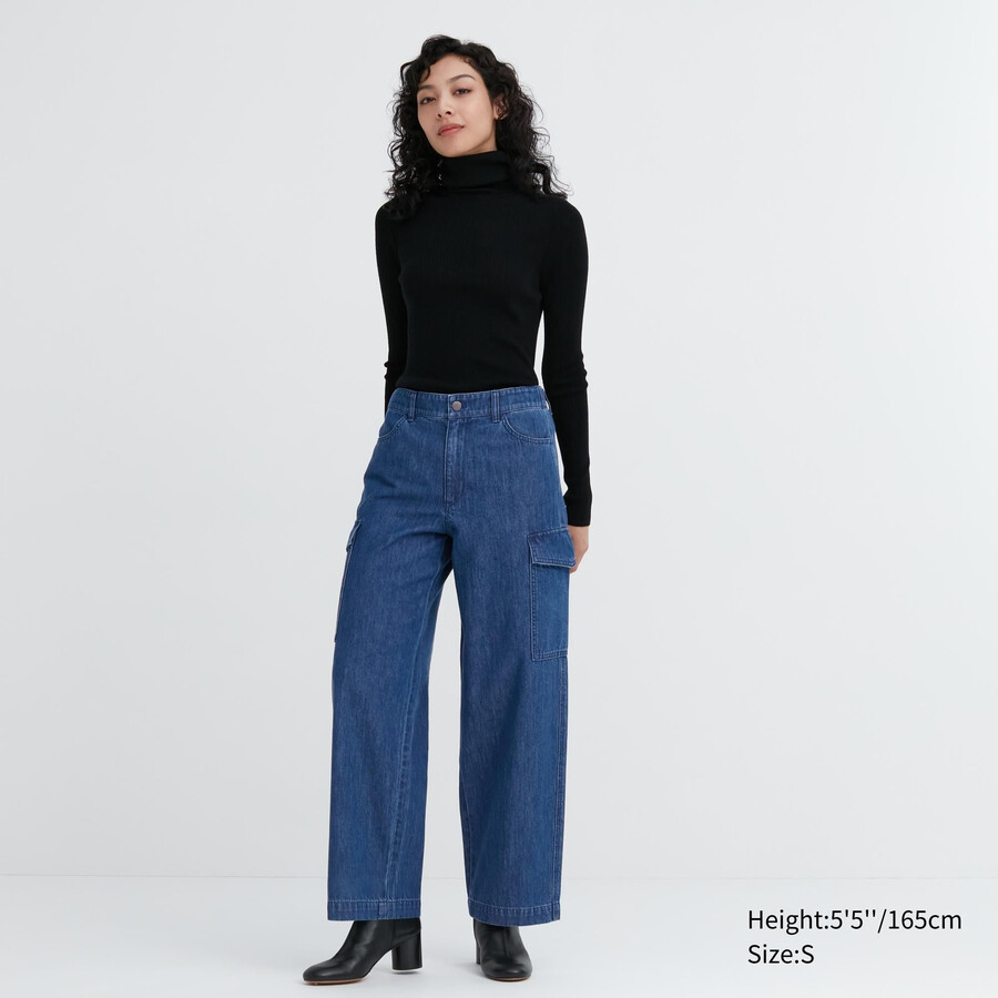 jeans da donna uniqlo denim wide legrgo blu
