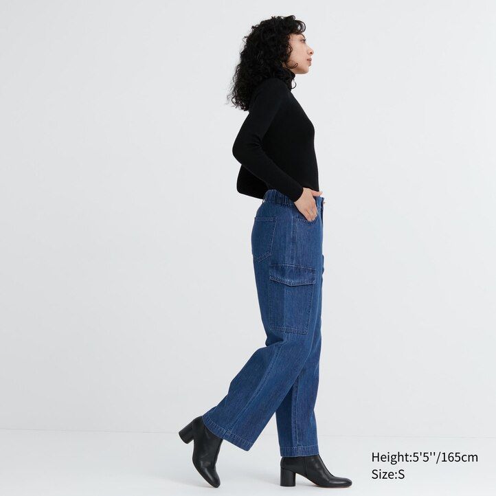jeans da donna uniqlo denim wide legrgo blu
