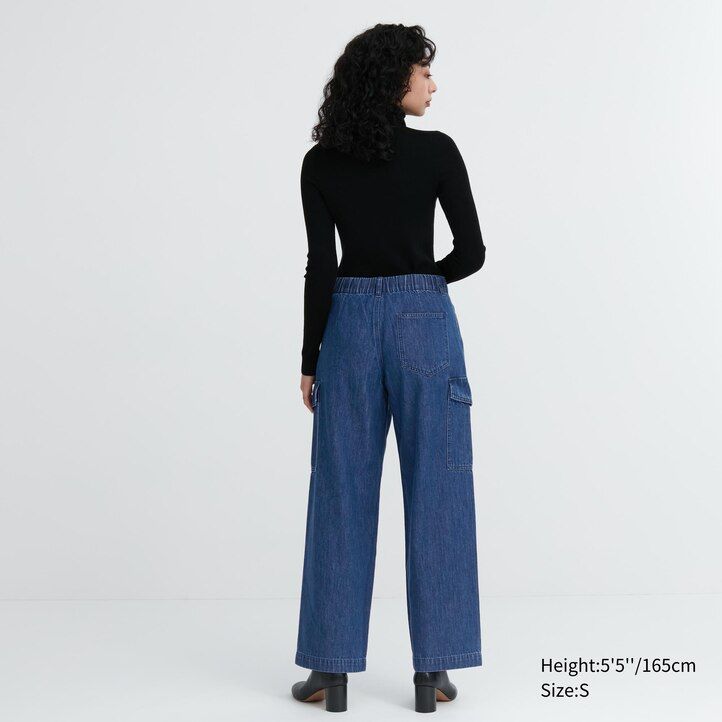 jeans da donna uniqlo denim wide legrgo blu