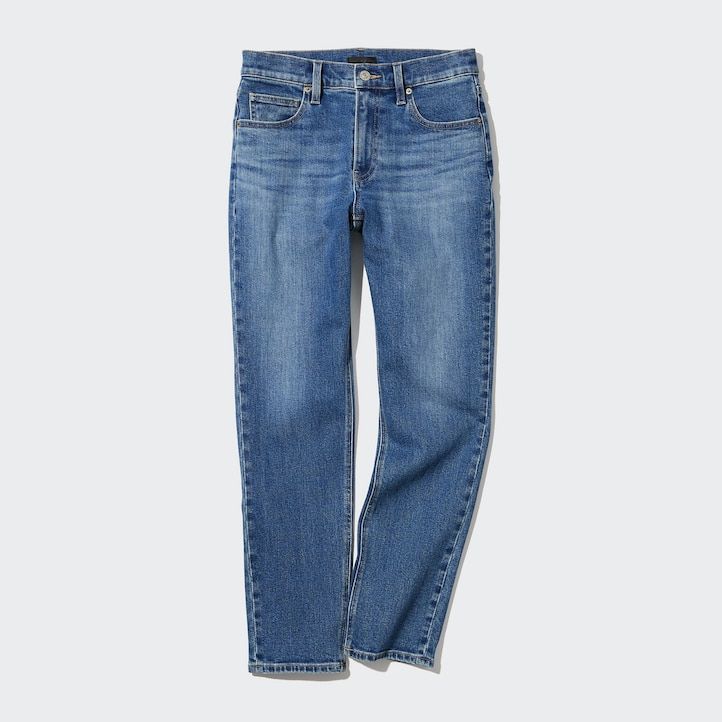 jeans uniqlo slim fit a gamba dritta da donna grigi