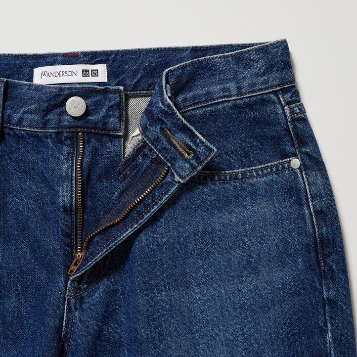 jeans uniqlo slim fit a gamba dritta grigio scuro da donna