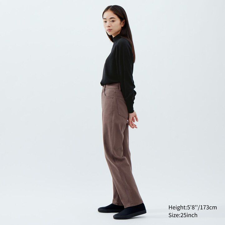 jeans uniqlo curved da donna color oliva