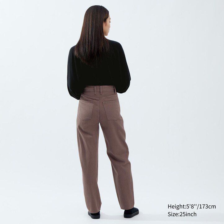 jeans uniqlo curved da donna color oliva