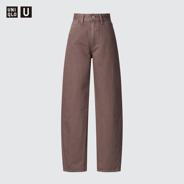 jeans uniqlo curved da donna color oliva