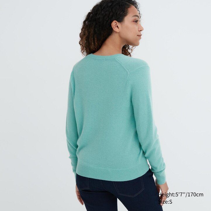 maglioni da donna con scollo a v uniqlo 100 in misto lana rosa