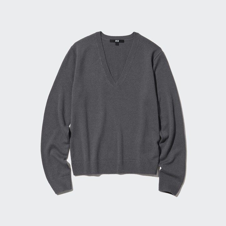 maglioni da donna con scollo a v uniqlo 100 in misto lana rosa