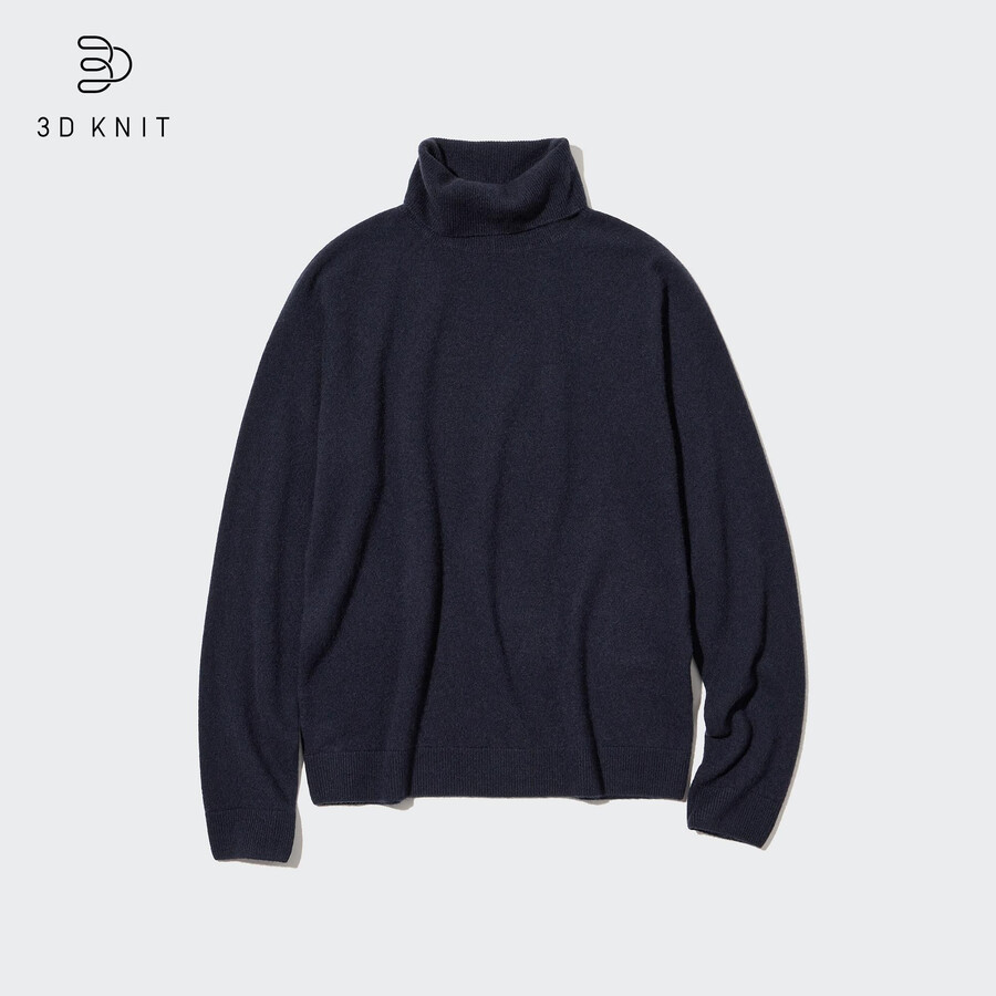 maglioni senza cuciture in maglia 3d uniqlo 100 da donna blu navy