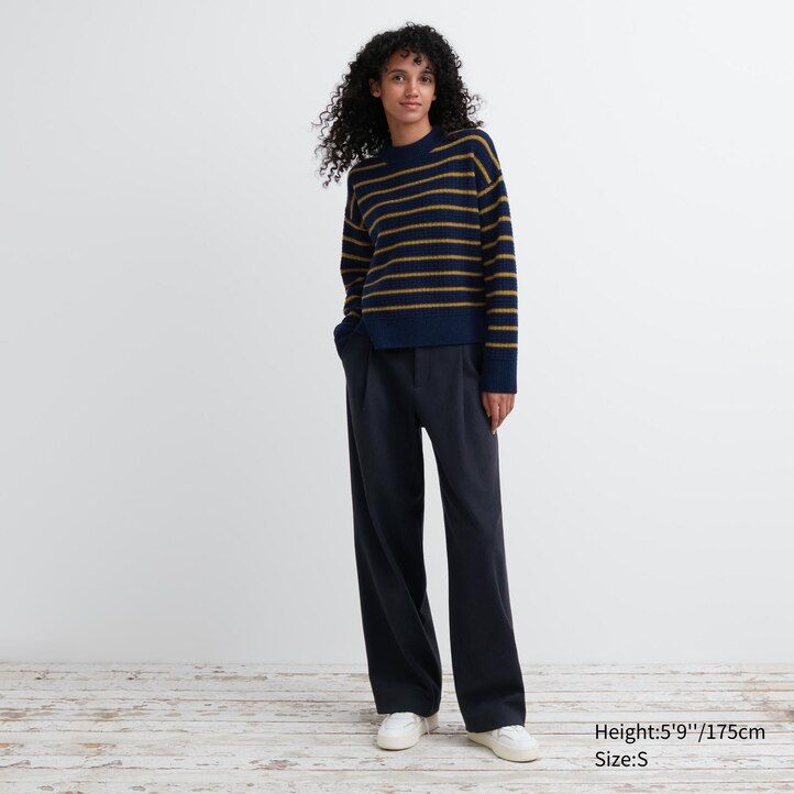 maglioni a righe in lana dagnello uniqlo da donna blu navy