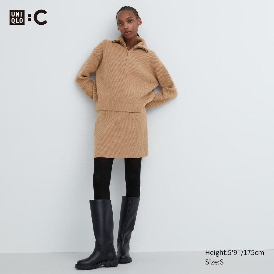 mini maglioni in lana dagnello uniqlo premium beige da donna
