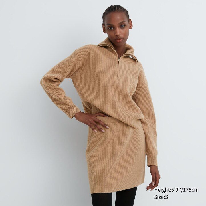 mini maglioni in lana dagnello uniqlo premium beige da donna