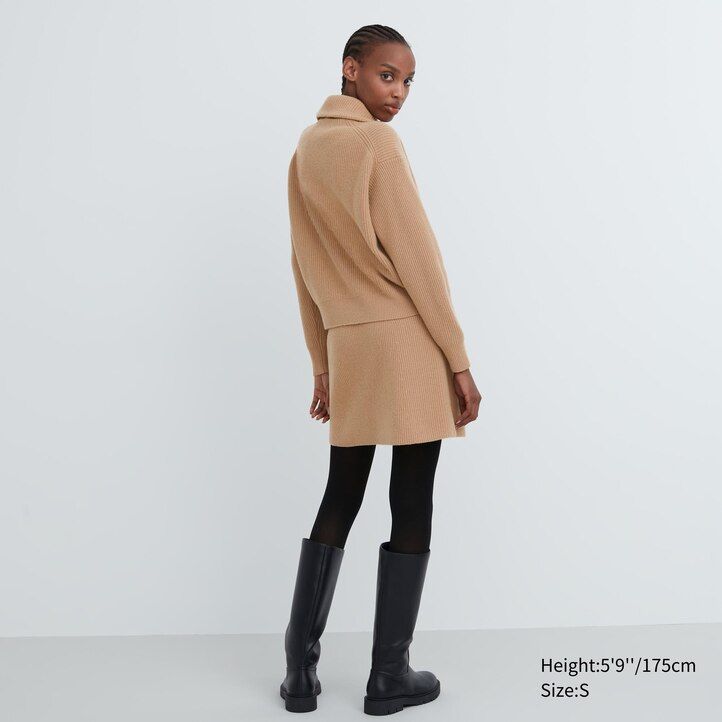 mini maglioni in lana dagnello uniqlo premium beige da donna